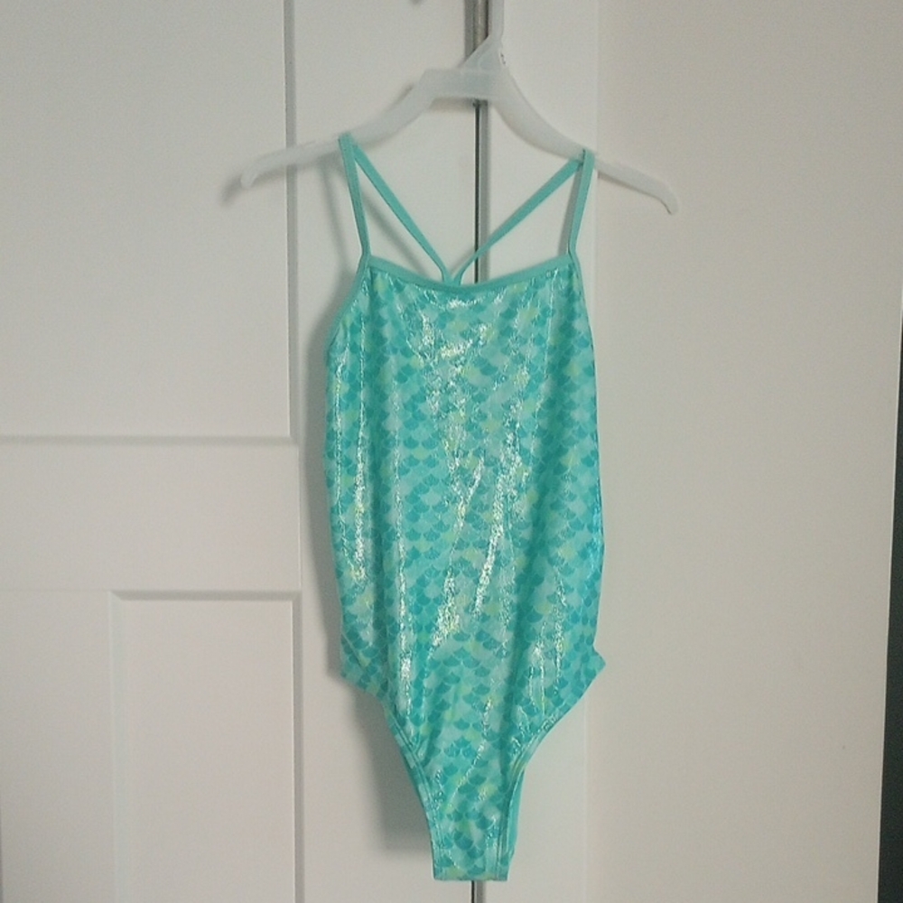 Aqua Blue One-Piece Swimsuit with Cover-up